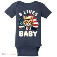 Funny Cat Donald Trump 9 Lives Baby Baby Bodysuit thumb 0