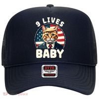Funny Cat Donald Trump 9 Lives Baby Hat thumb 0