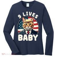 Funny Cat Donald Trump 9 Lives Baby Women's Long Sleeve Shirt thumb 0