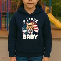 Funny Cat Donald Trump 9 Lives Baby Kids Hoodie thumb 3