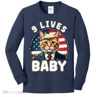 Funny Cat Donald Trump 9 Lives Baby Kids Long Sleeve Shirt thumb 0