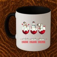 Funny Christmas Drink Drank Drunk Snowmen Coffee Mug thumb 2