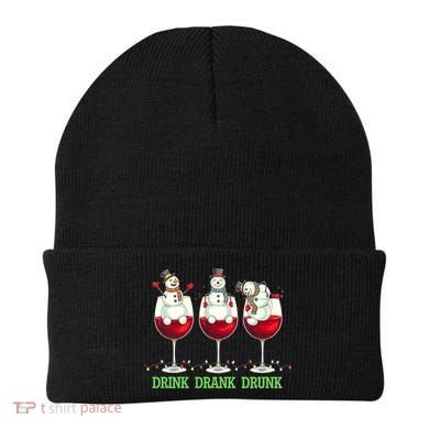 Funny Christmas Drink Drank Drunk Snowmen Beanie