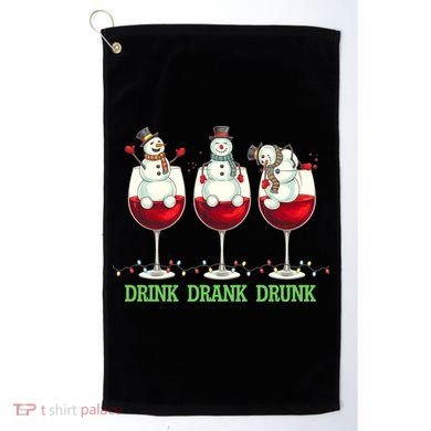 Funny Christmas Drink Drank Drunk Snowmen Golf Towel