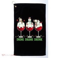 Funny Christmas Drink Drank Drunk Snowmen Golf Towel thumb 0