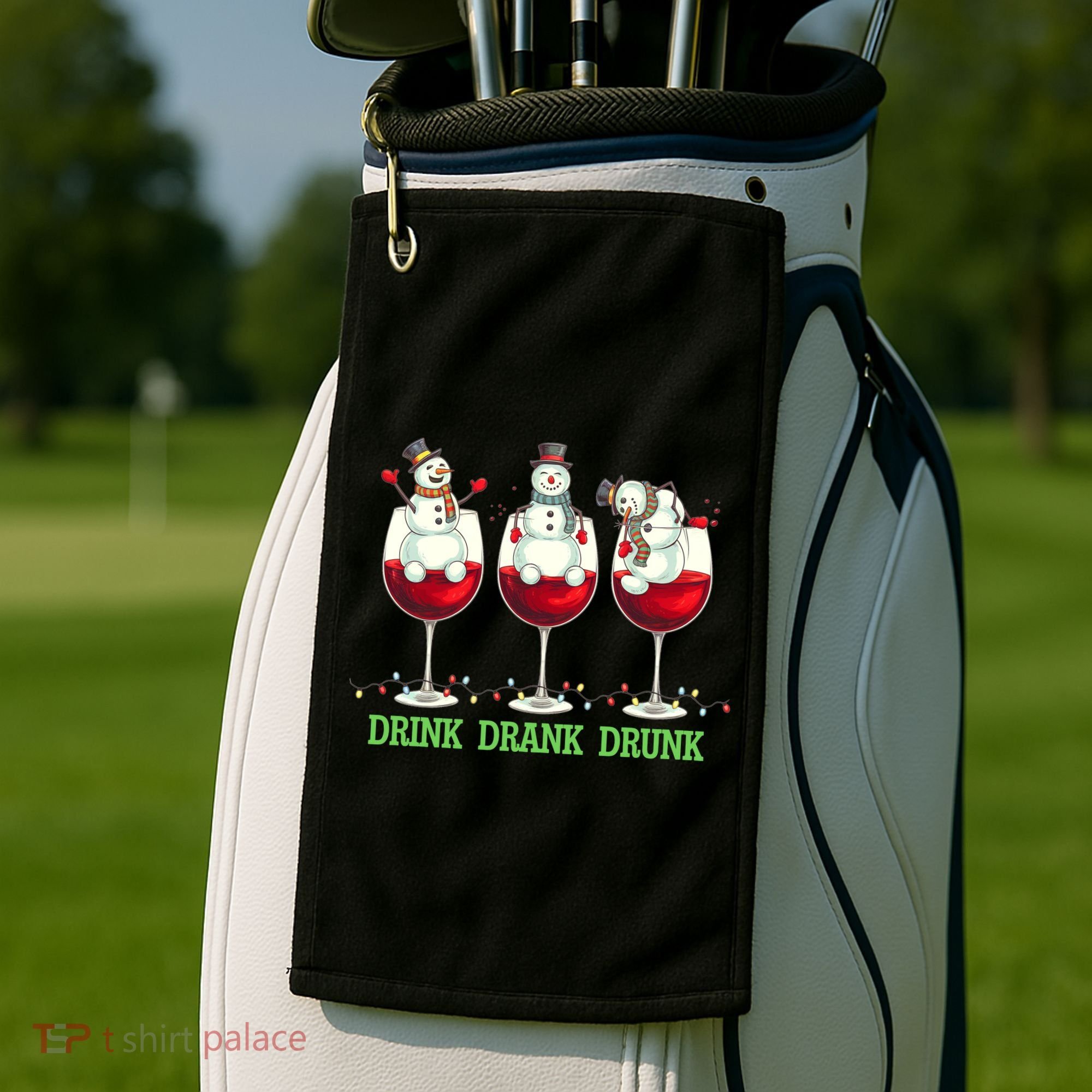 Funny Christmas Drink Drank Drunk Snowmen Golf Towel