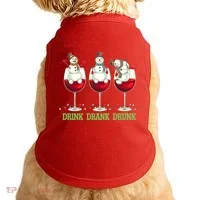 Funny Christmas Drink Drank Drunk Snowmen Doggie Tank thumb 0