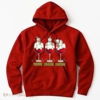 Funny Christmas Drink Drank Drunk Snowmen Hoodie thumb 0