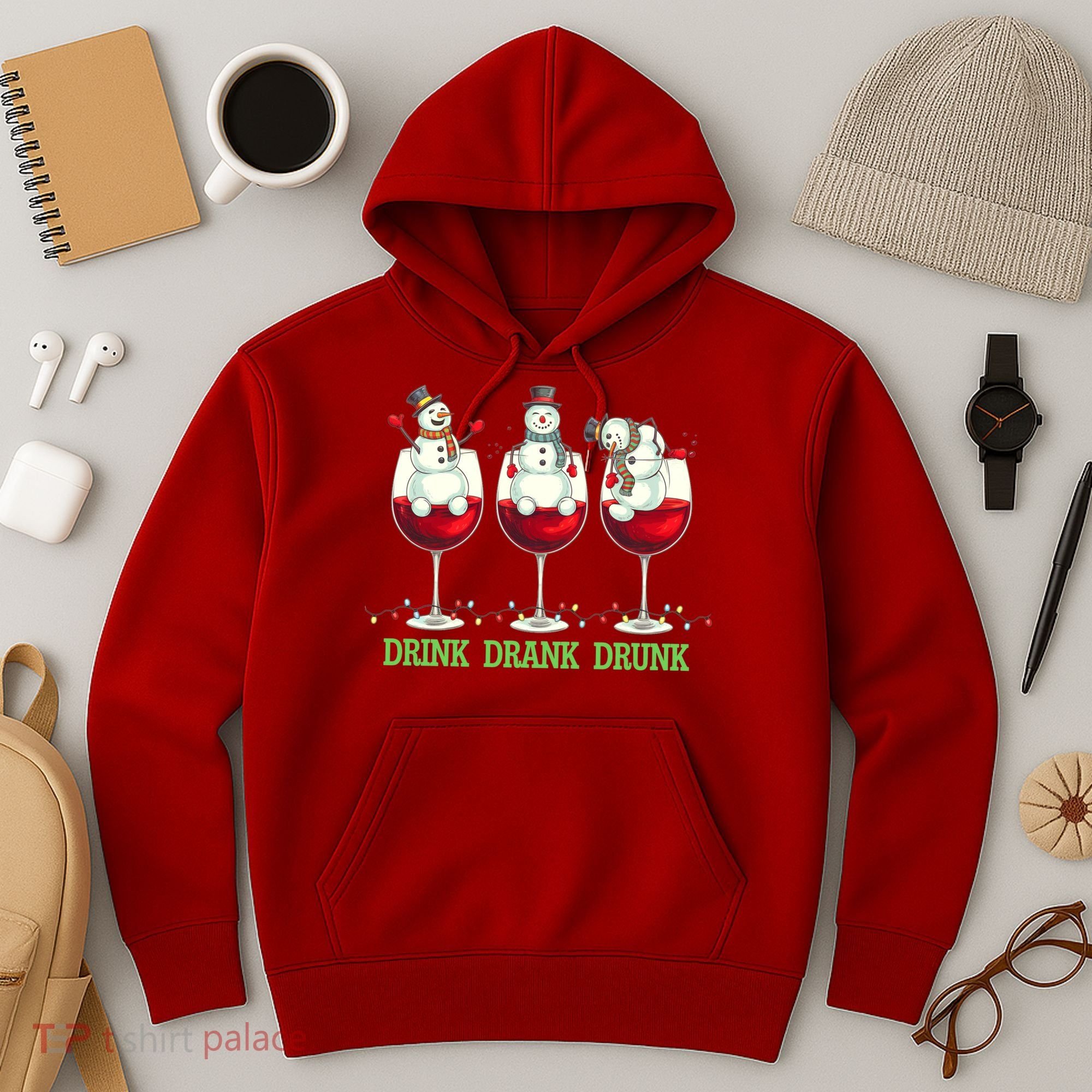 Funny Christmas Drink Drank Drunk Snowmen Hoodie