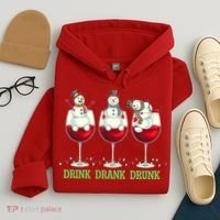 Funny Christmas Drink Drank Drunk Snowmen Hoodie thumb 4