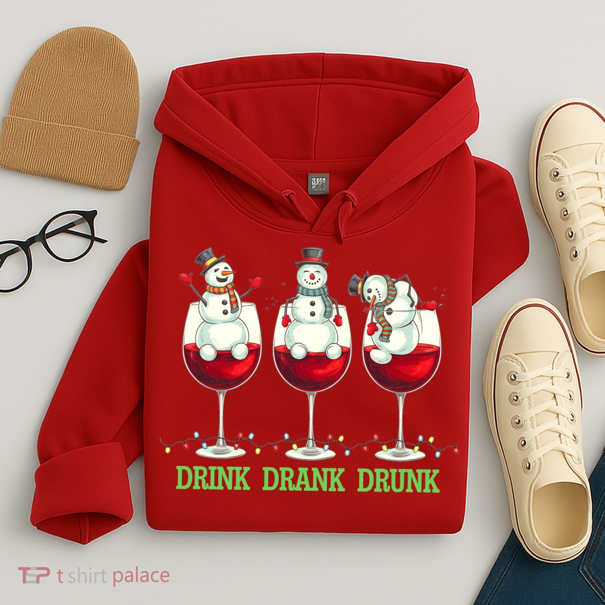 Funny Christmas Drink Drank Drunk Snowmen Hoodie