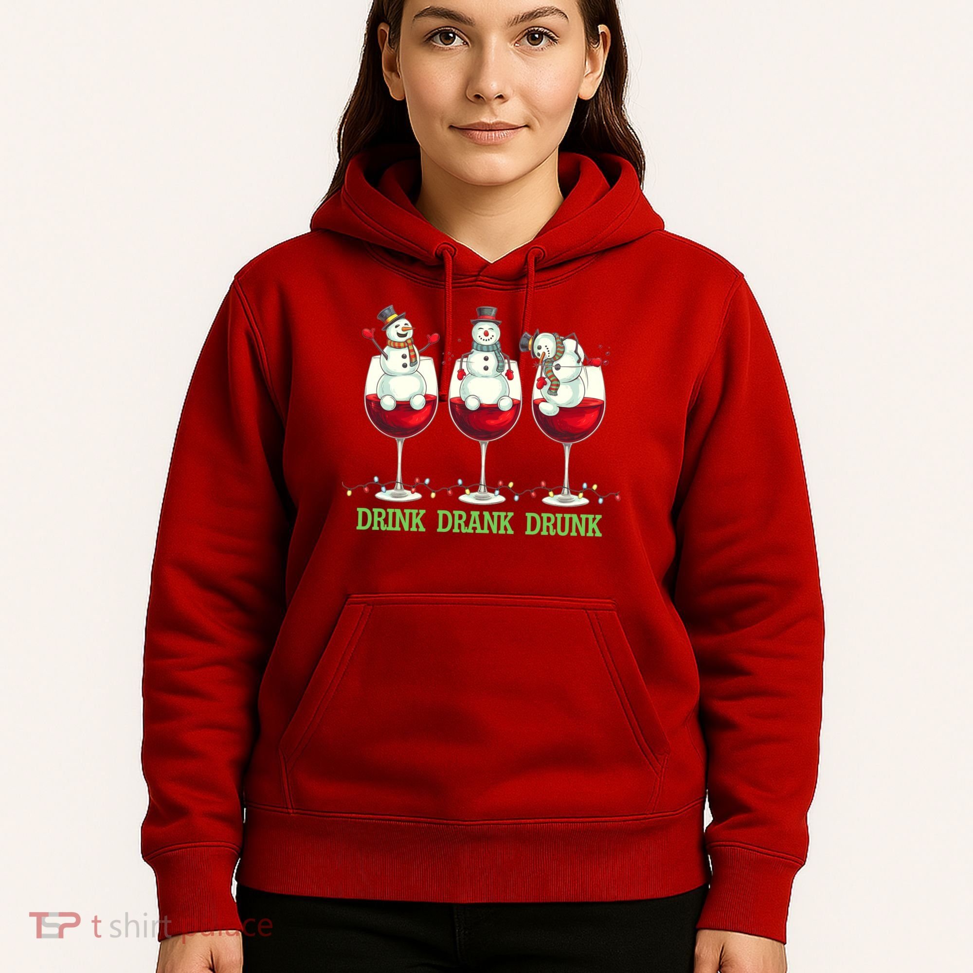 Funny Christmas Drink Drank Drunk Snowmen Hoodie