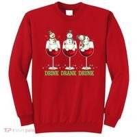 Funny Christmas Drink Drank Drunk Snowmen Sweatshirt thumb 0