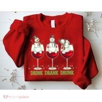 Funny Christmas Drink Drank Drunk Snowmen Sweatshirt thumb 2