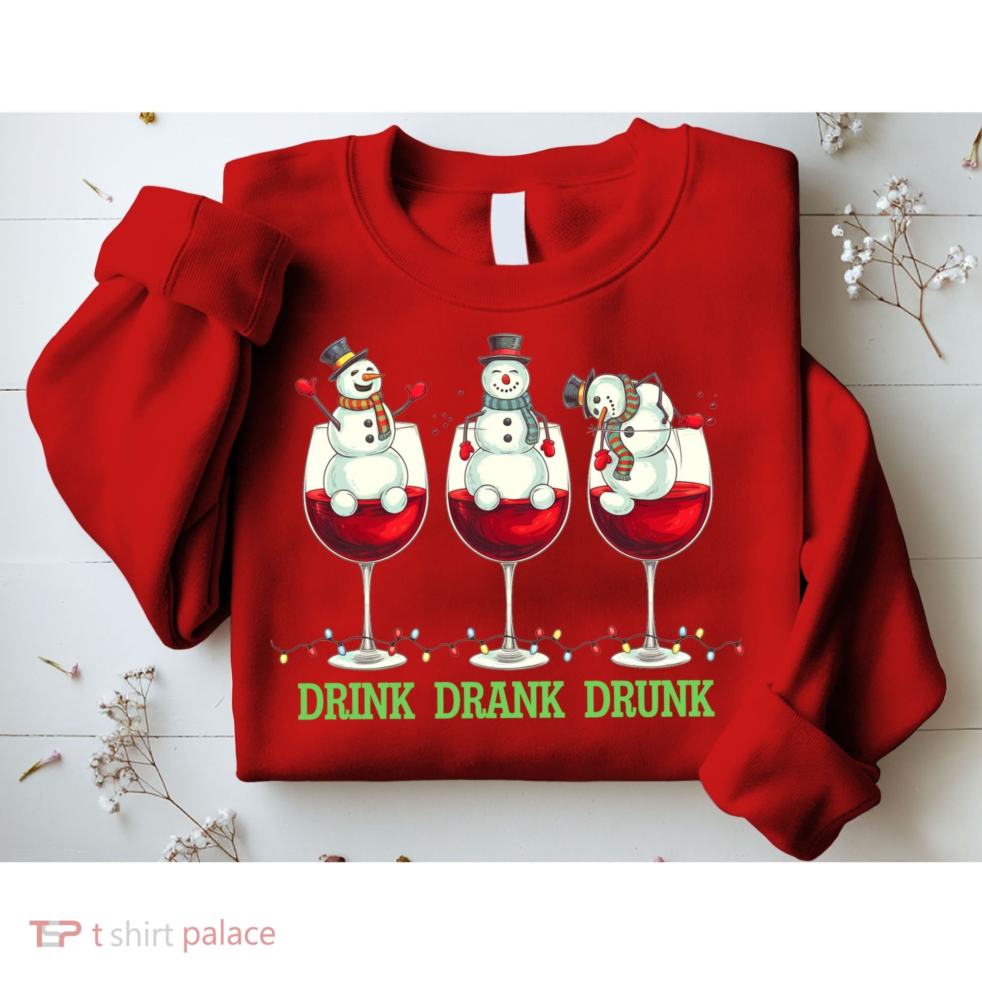 Funny Christmas Drink Drank Drunk Snowmen Sweatshirt