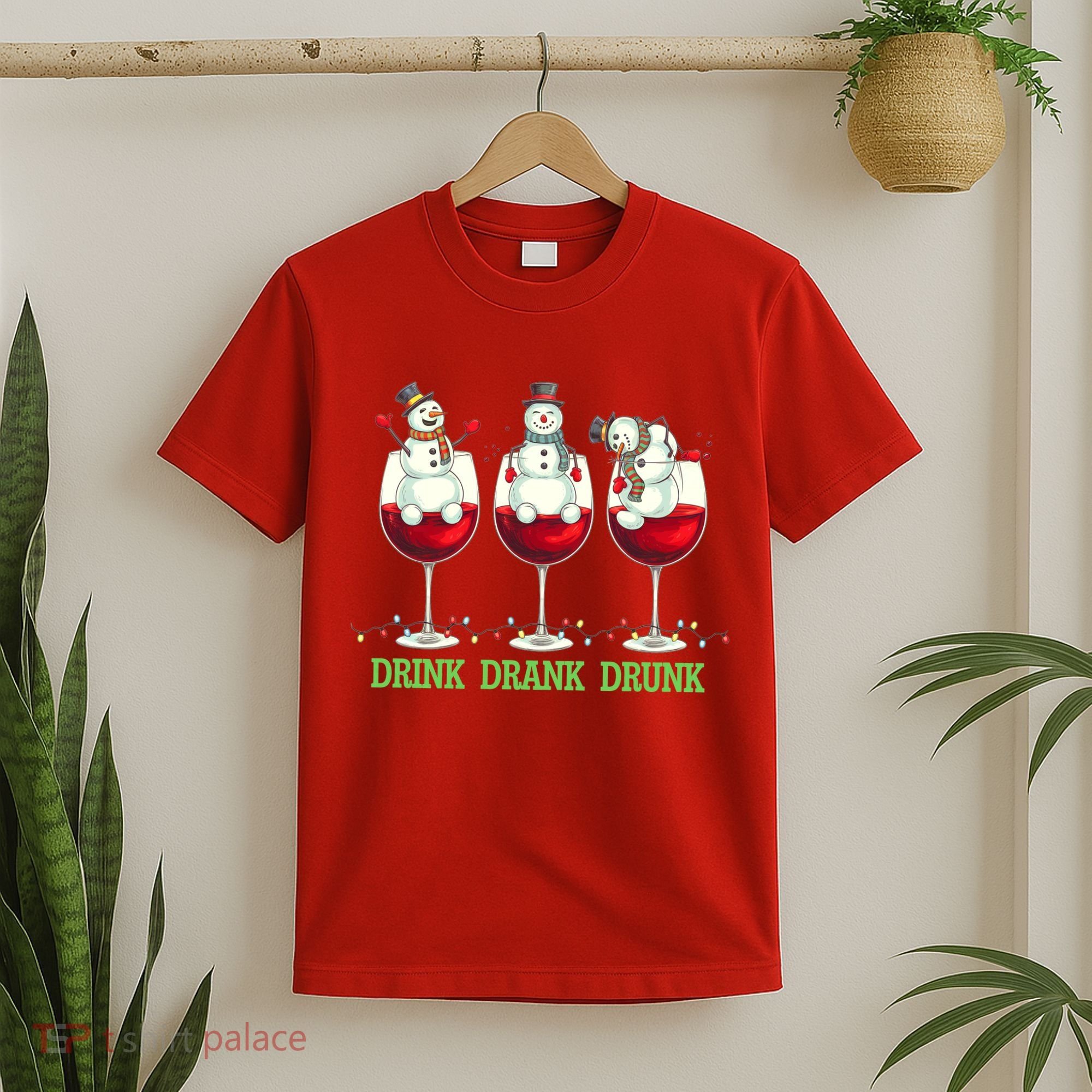 Funny Christmas Drink Drank Drunk Snowmen T-Shirt