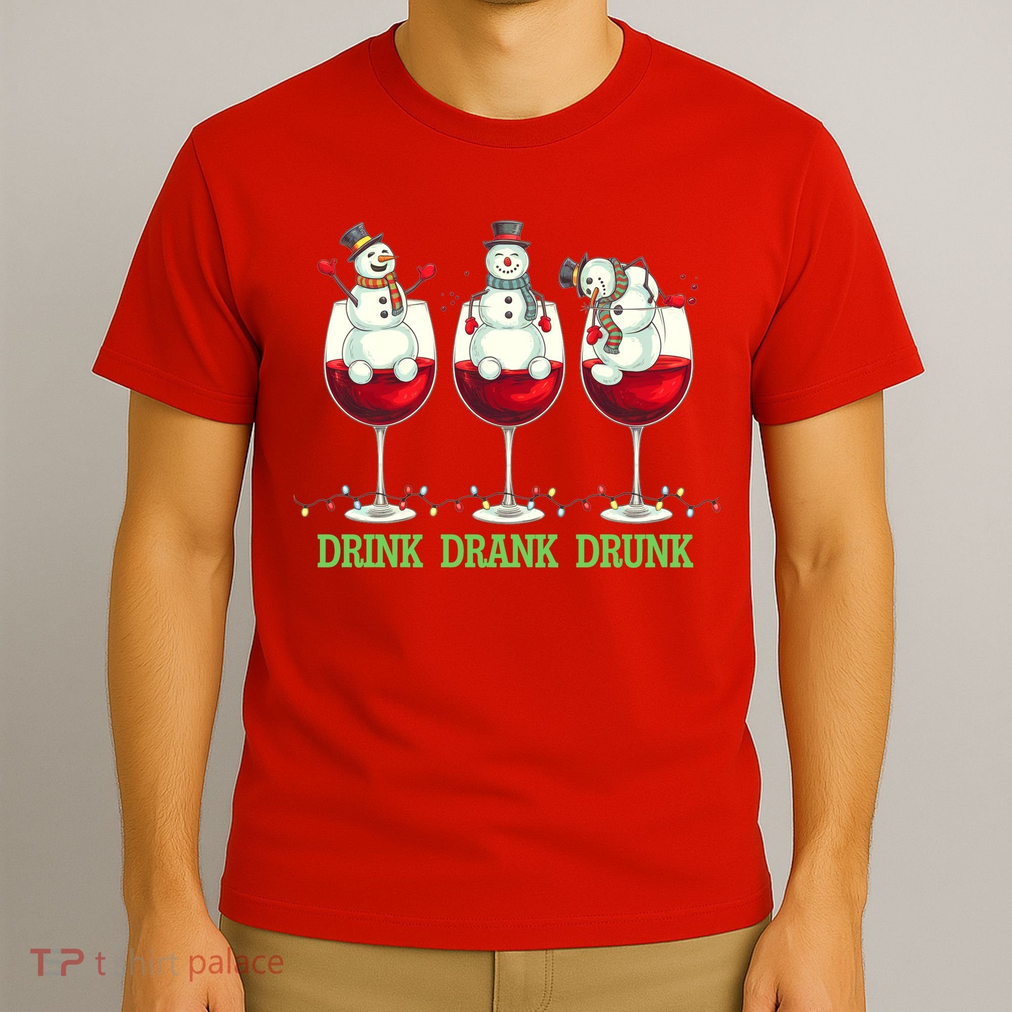 Funny Christmas Drink Drank Drunk Snowmen T-Shirt