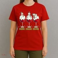 Funny Christmas Drink Drank Drunk Snowmen T-Shirt thumb 4