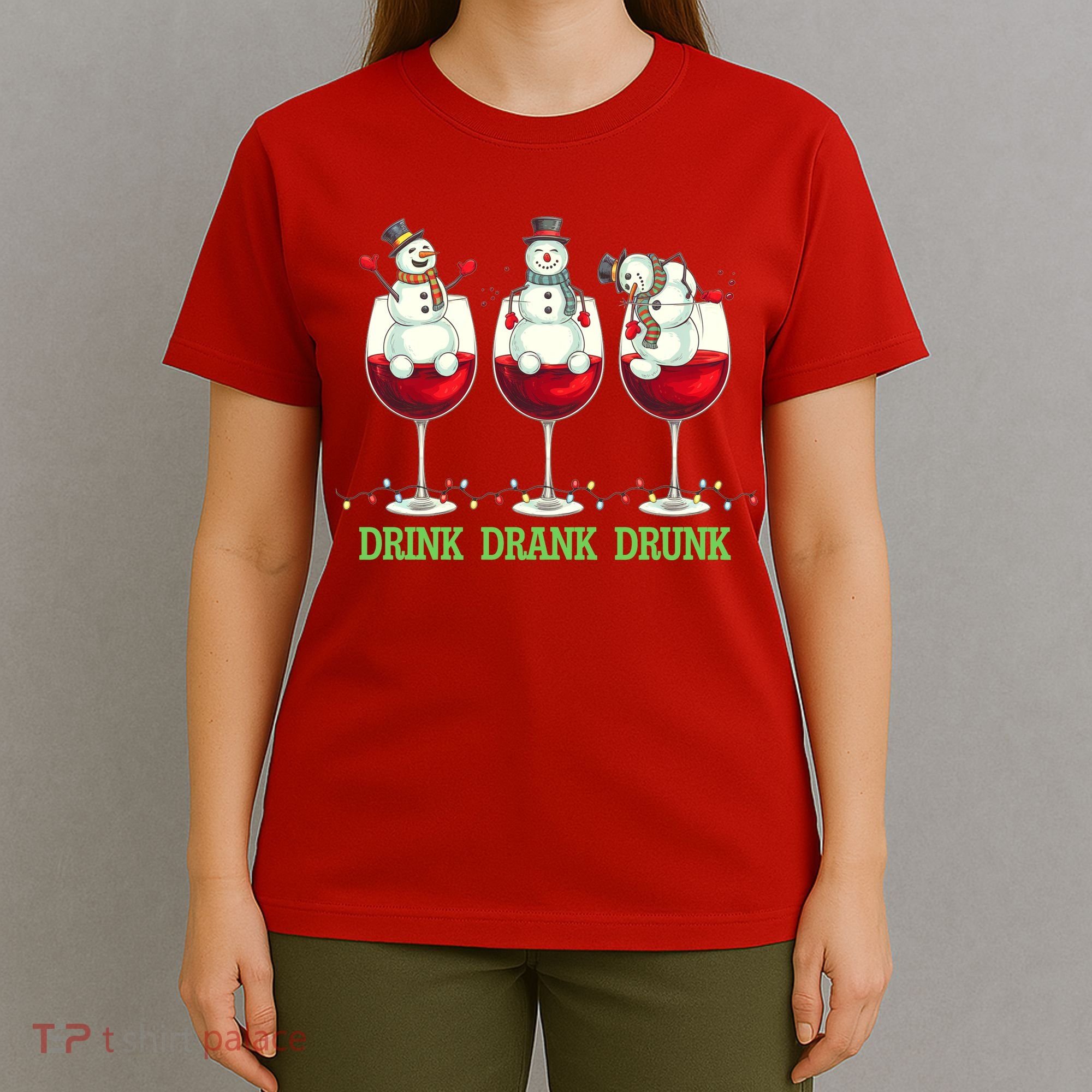 Funny Christmas Drink Drank Drunk Snowmen T-Shirt