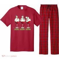 Funny Christmas Drink Drank Drunk Snowmen Pajama Set thumb 0