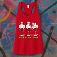 Funny Christmas Drink Drank Drunk Snowmen Women's Tank Top thumb 3