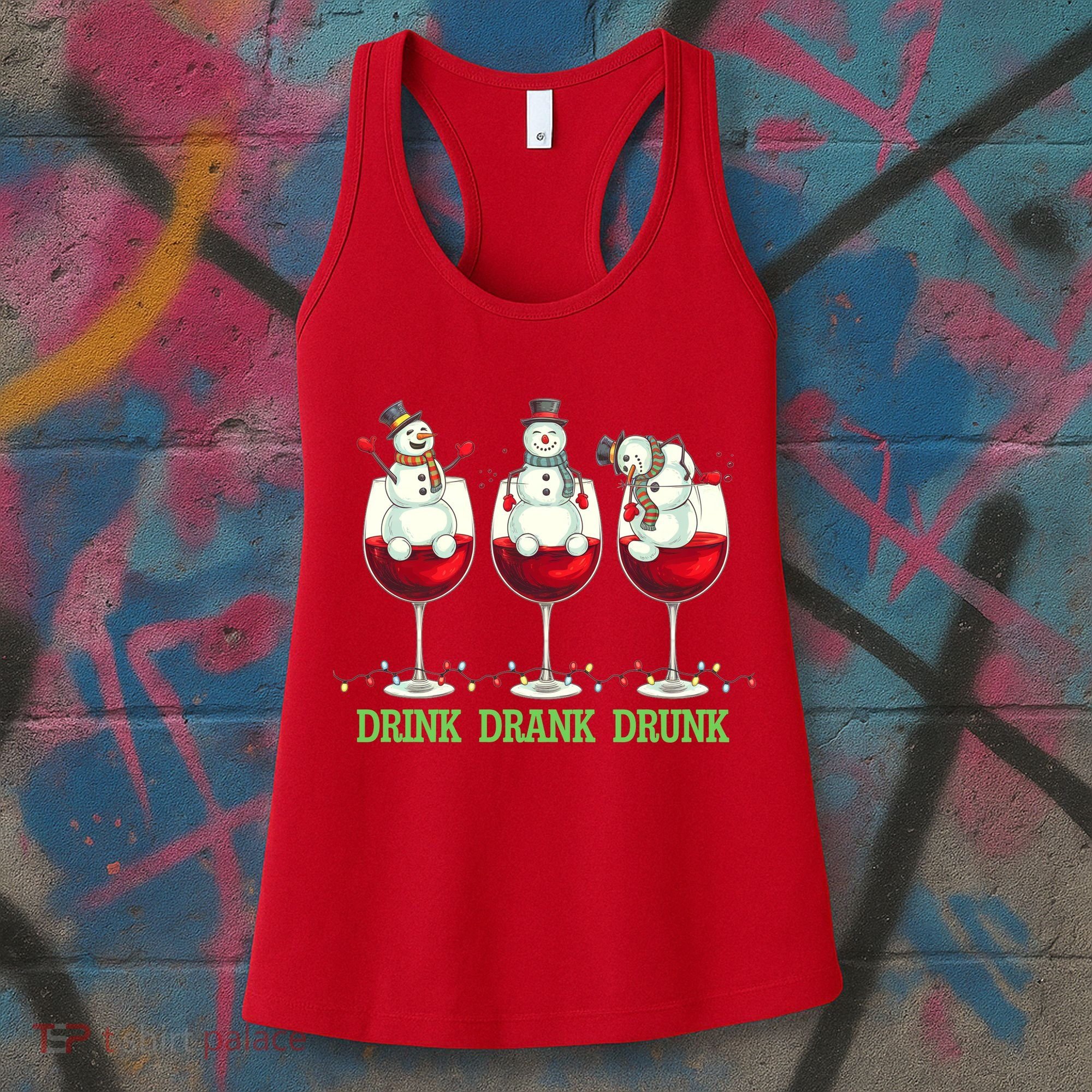 Funny Christmas Drink Drank Drunk Snowmen Women's Tank Top
