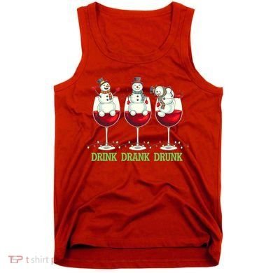 Funny Christmas Drink Drank Drunk Snowmen Tank Top