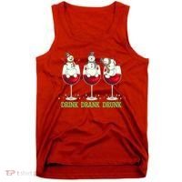Funny Christmas Drink Drank Drunk Snowmen Tank Top thumb 0