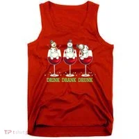 Funny Christmas Drink Drank Drunk Snowmen Tank Top thumb 0