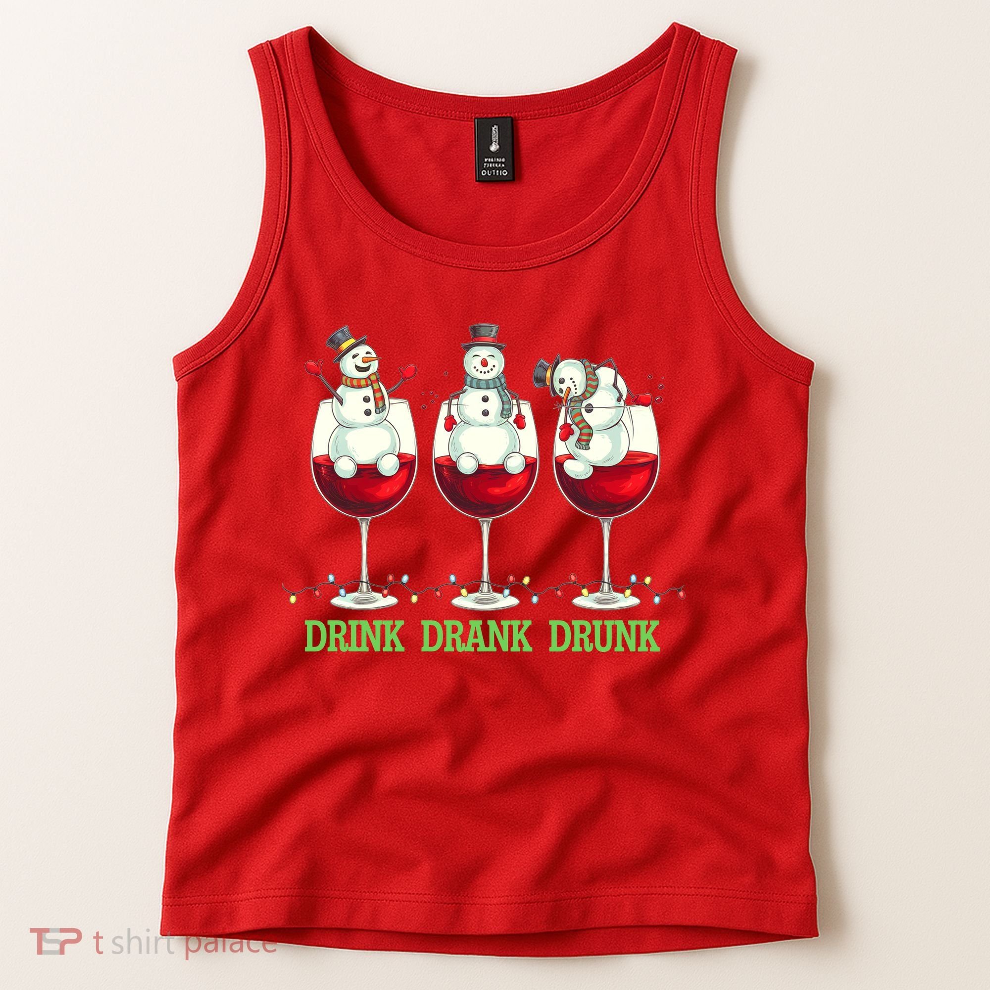 Funny Christmas Drink Drank Drunk Snowmen Tank Top