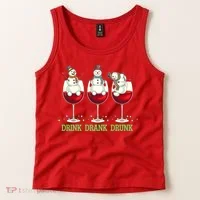 Funny Christmas Drink Drank Drunk Snowmen Tank Top thumb 2