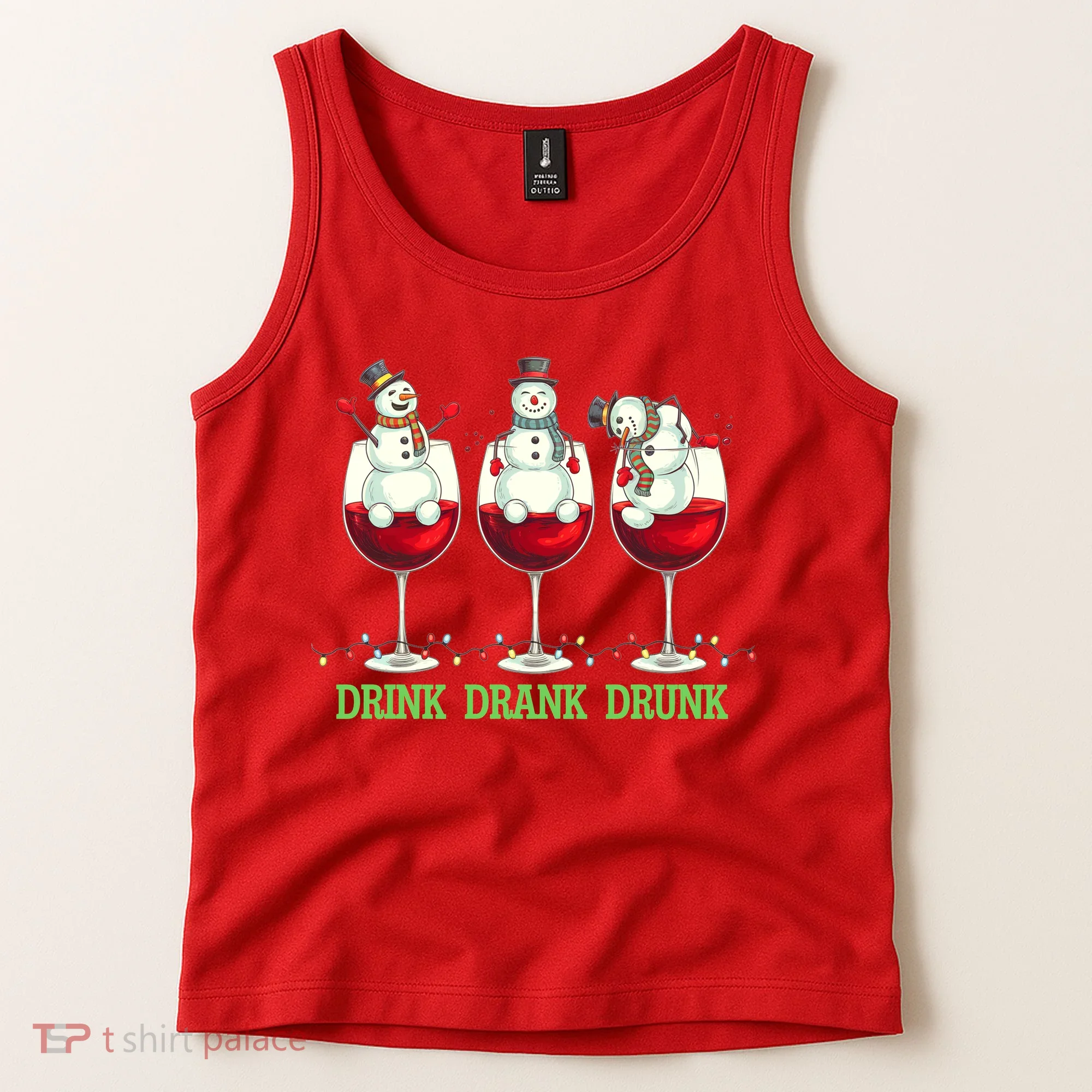Funny Christmas Drink Drank Drunk Snowmen Tank Top