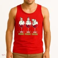 Funny Christmas Drink Drank Drunk Snowmen Tank Top thumb 3