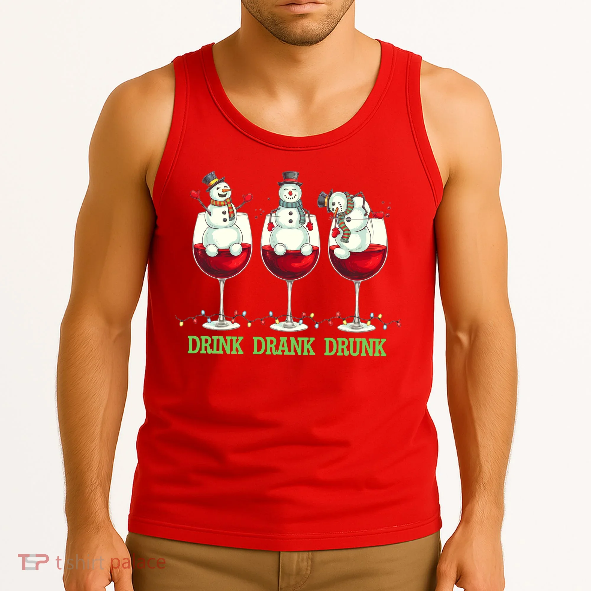Funny Christmas Drink Drank Drunk Snowmen Tank Top