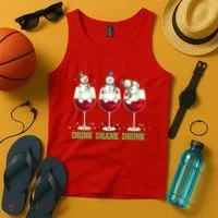 Funny Christmas Drink Drank Drunk Snowmen Tank Top thumb 4
