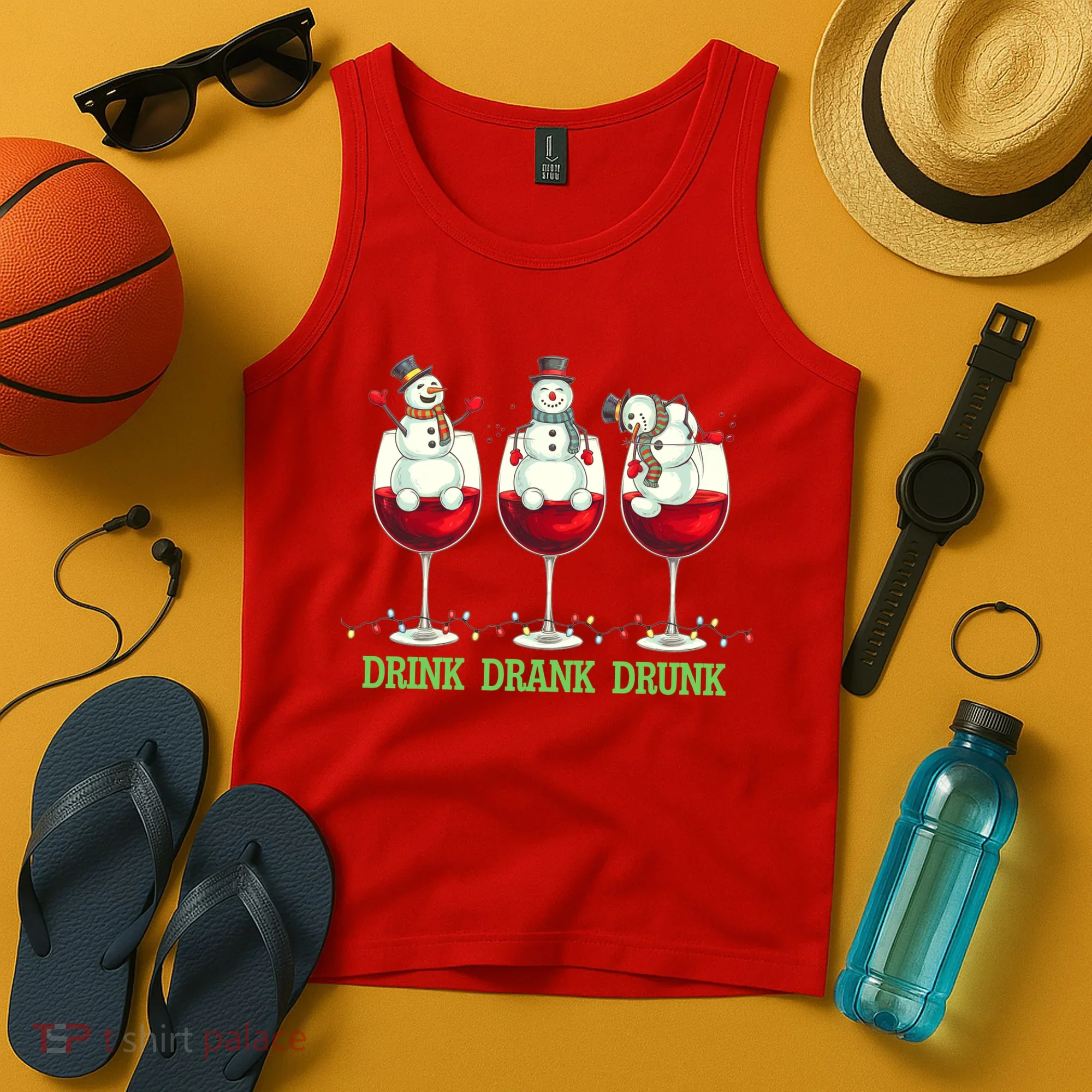 Funny Christmas Drink Drank Drunk Snowmen Tank Top