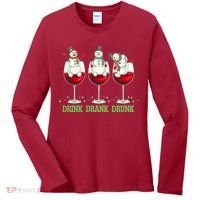 Funny Christmas Drink Drank Drunk Snowmen Women's Long Sleeve Shirt thumb 0