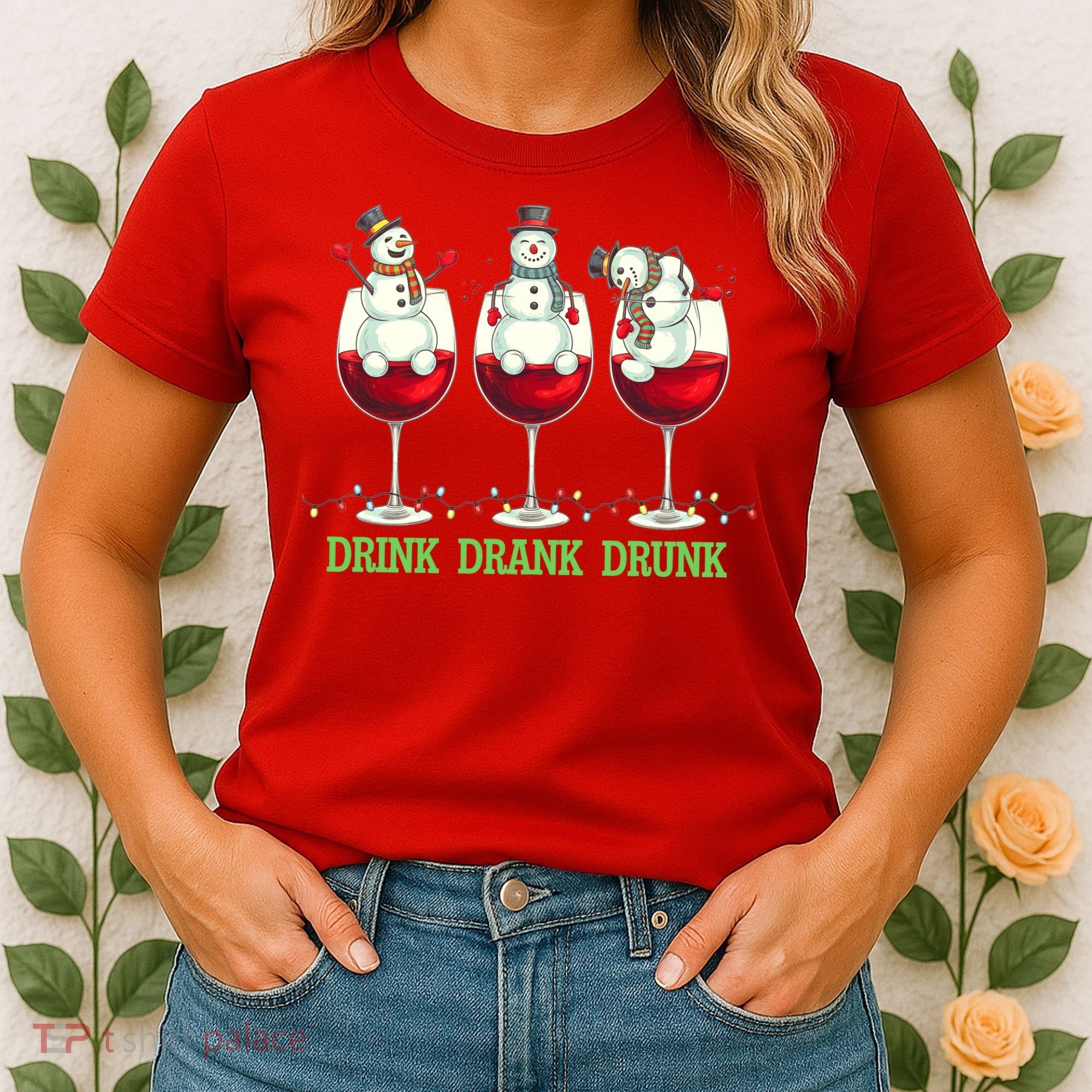 Funny Christmas Drink Drank Drunk Snowmen Women's T-Shirt