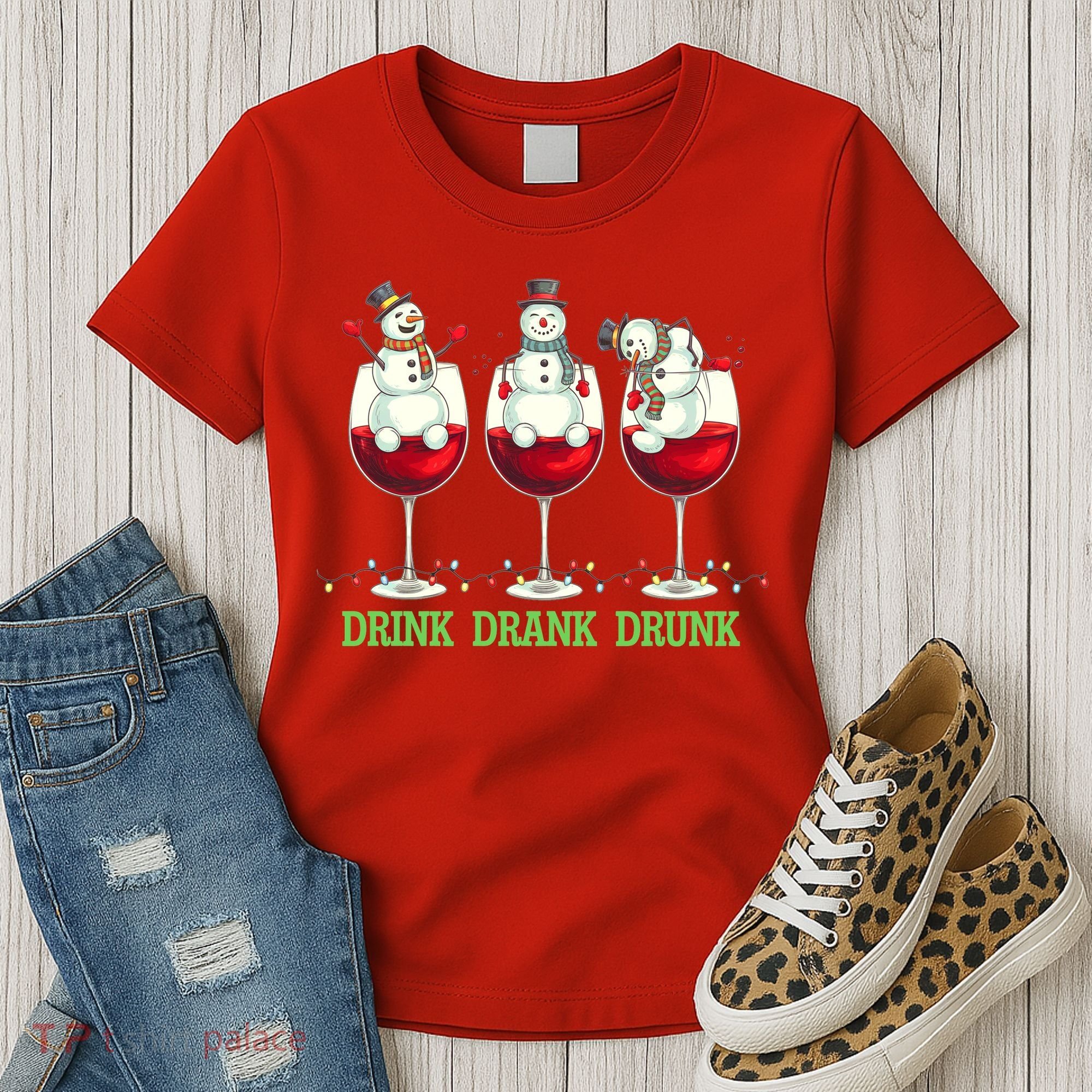 Funny Christmas Drink Drank Drunk Snowmen Women's T-Shirt