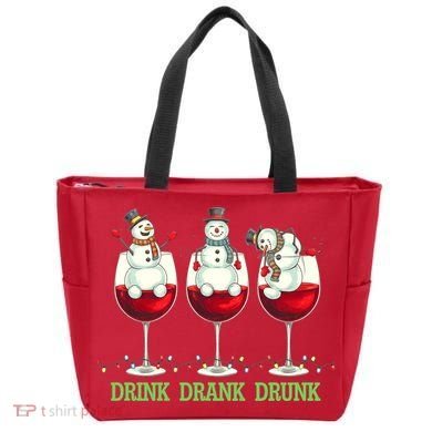 Funny Christmas Drink Drank Drunk Snowmen Tote Bag