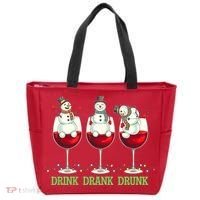 Funny Christmas Drink Drank Drunk Snowmen Tote Bag thumb 0