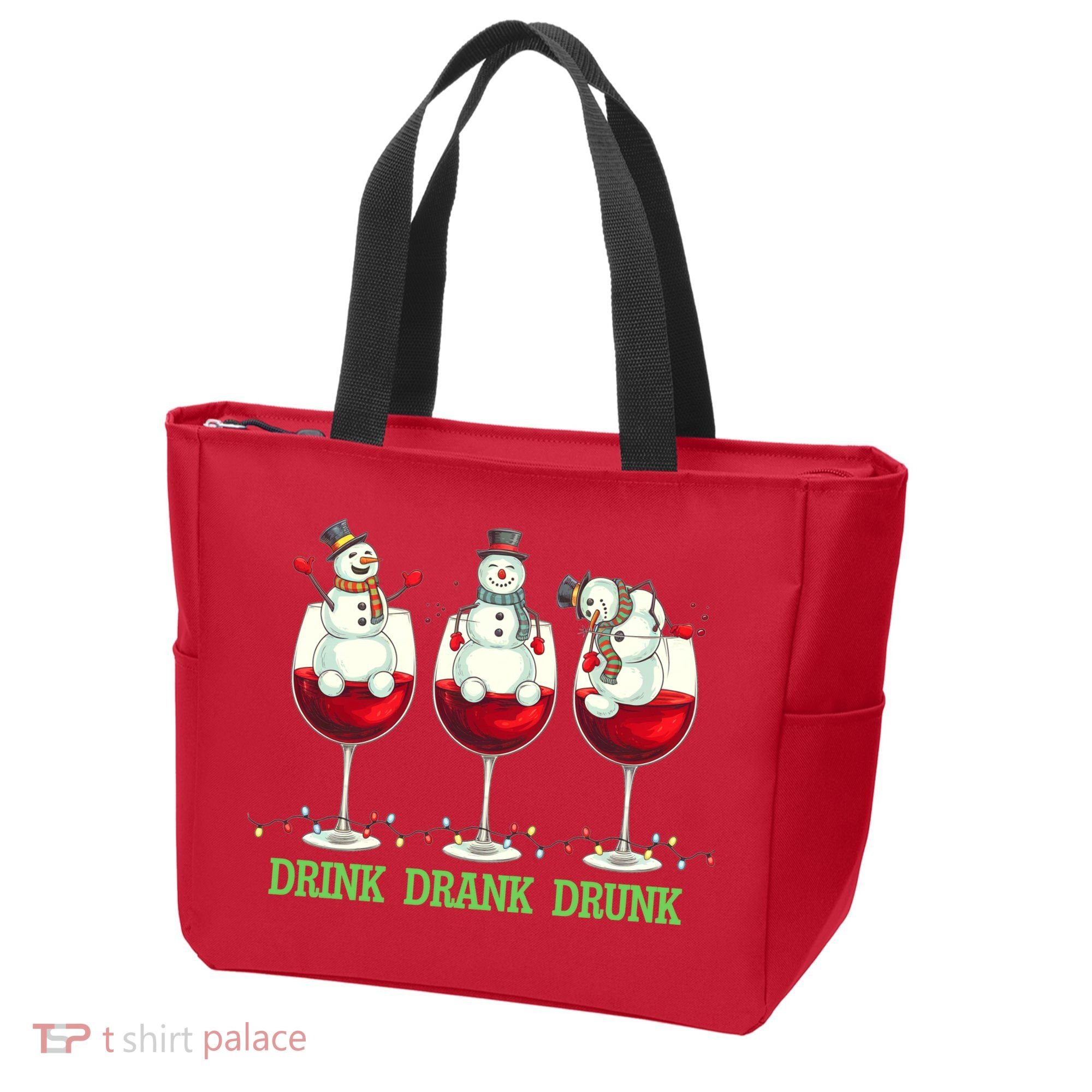 Funny Christmas Drink Drank Drunk Snowmen Tote Bag