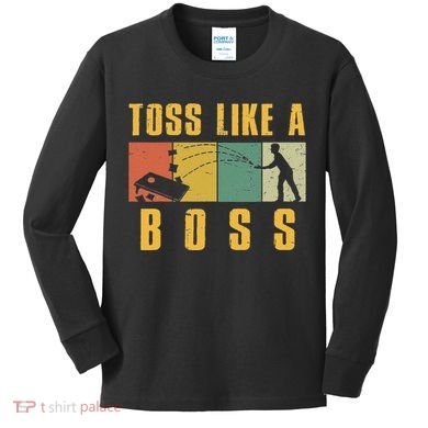 Funny Cornhole Design Cornhole Bean Bag Toss Kids Long Sleeve Shirt