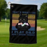 Funny Cat Dungeon Meowster Golf Towel thumb 1