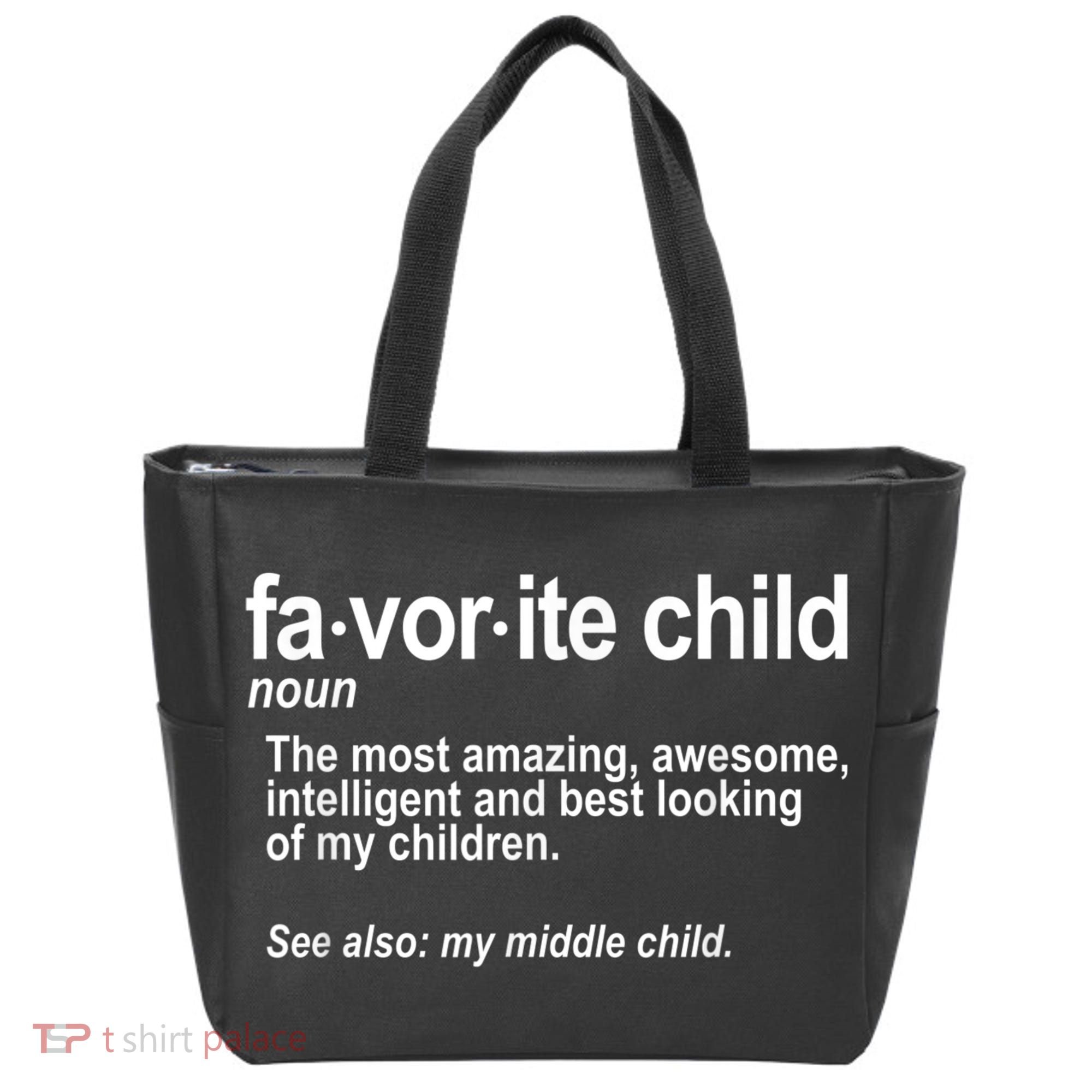 Favorite Child Definition Funny Mom And Dad Middle Child Tote Bag