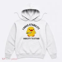 Funny Cute Duck Funny I Have Stability Ability To Stab Hoodie thumb 0