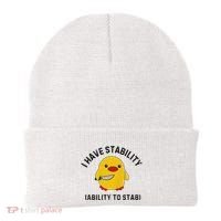 Funny Cute Duck Funny I Have Stability Ability To Stab Beanie thumb 0