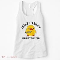 Funny Cute Duck Funny I Have Stability Ability To Stab Women's Tank Top thumb 0