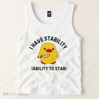 Funny Cute Duck Funny I Have Stability Ability To Stab Tank Top thumb 2