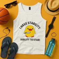 Funny Cute Duck Funny I Have Stability Ability To Stab Tank Top thumb 4